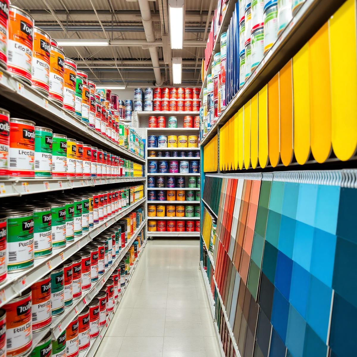 Corredor de tintas e paleta de cores