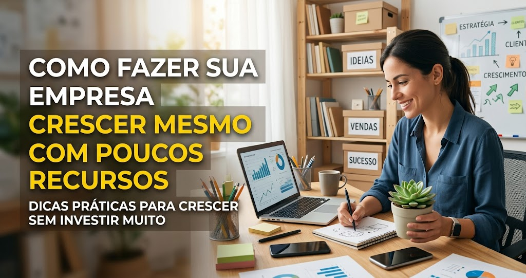 Empreendedora planejando como fazer a empresa crescer com poucos recursos
