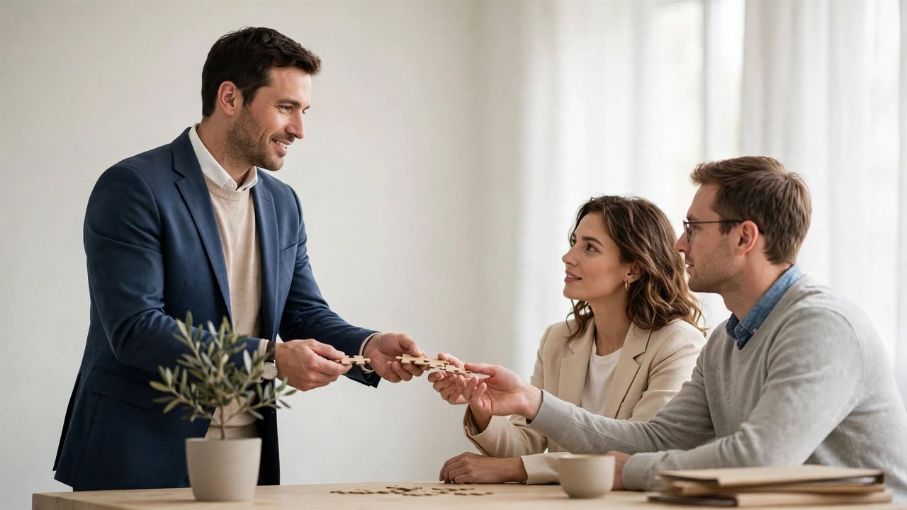 Empreendedor distribuindo responsabilidades entre integrantes de uma pequena equipe