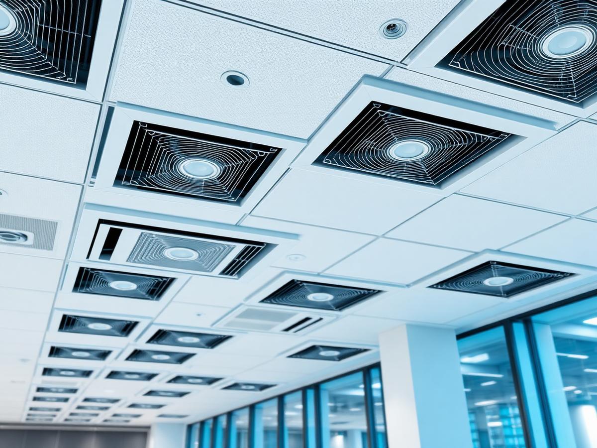 Instalação de climatização em ambiente empresarial moderno