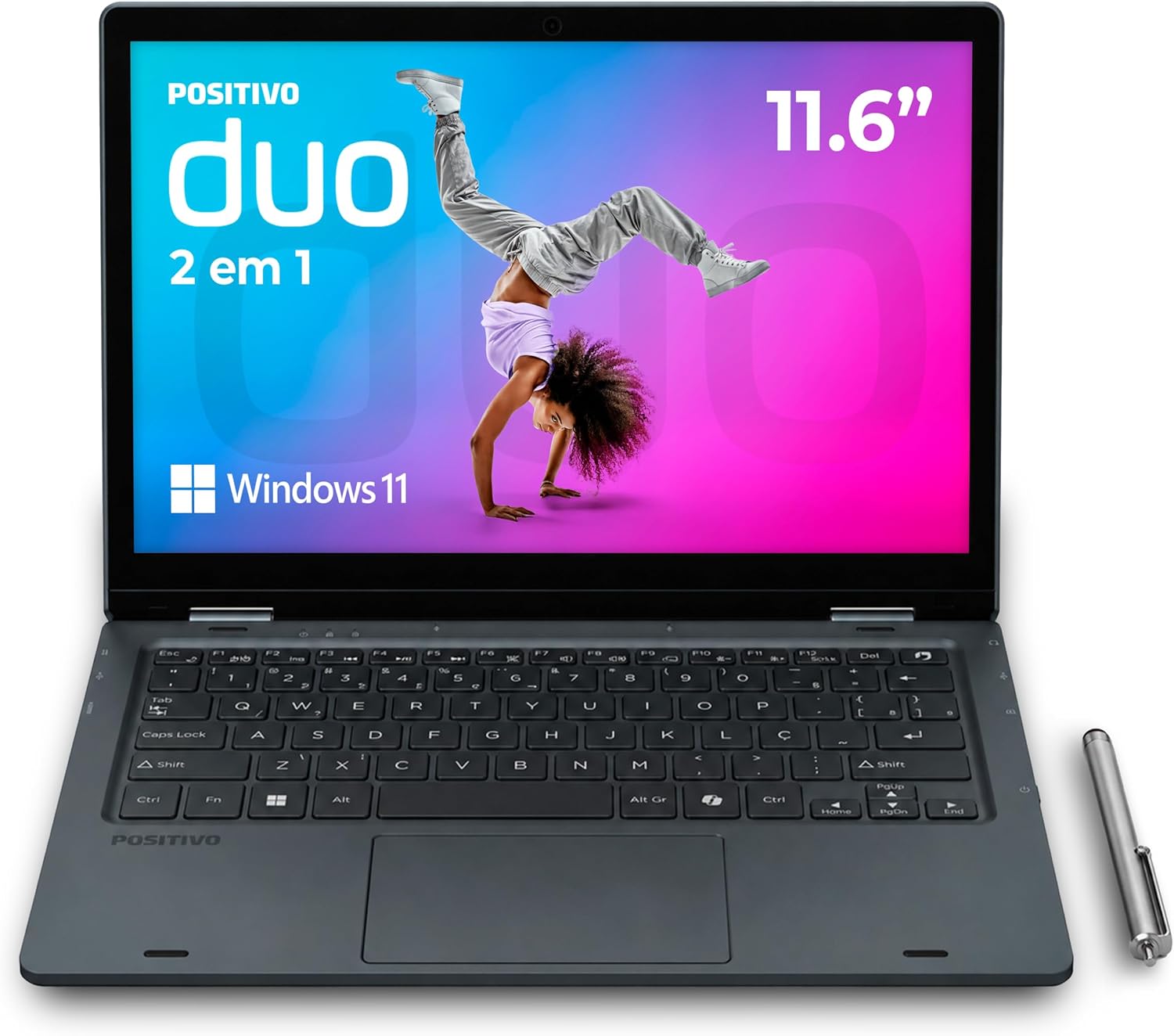 Notebook 2 em 1 Positivo Duo (C4128E) com tela touch e caneta