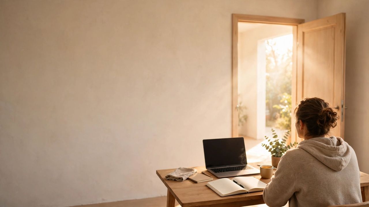 Pessoa planejando os primeiros passos para empreender em uma mesa iluminada pelo sol