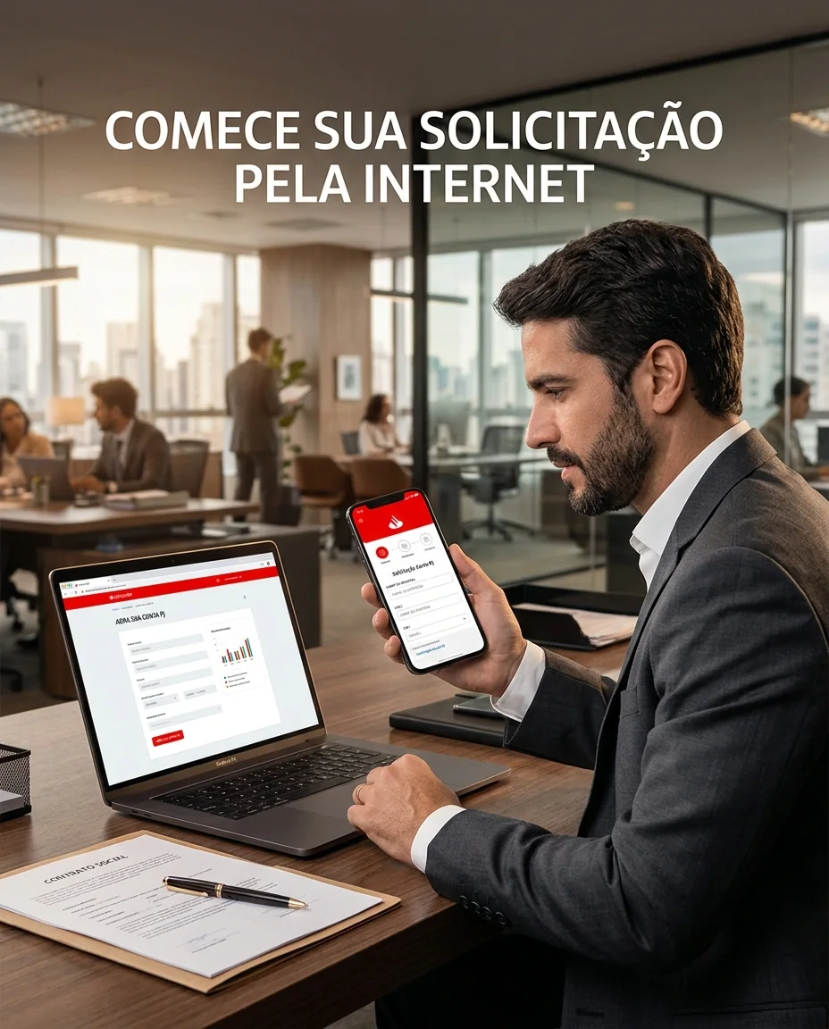 Empresário utilizando celular e notebook para uma solicitação pela internet